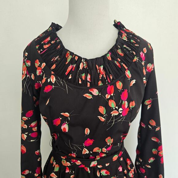 Vintage 70s Whimsigoth Dress Victor Costa Black Victorian Ruffle Women Medium - Picture 4 of 14